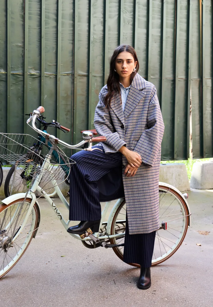 IHEMMALU - Klassischer Mantel - dark navy multi check