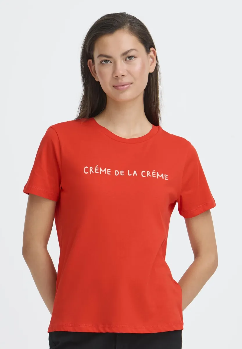 IHMAMBO SS - T-Shirt print - fiery red w. c. dancer emb.