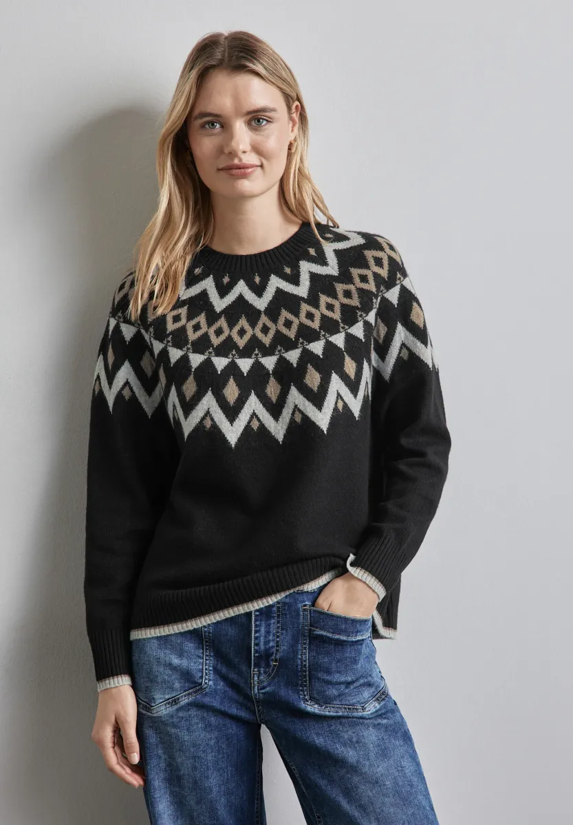 IM NORWEGER-STIL - Strickpullover - schwarz