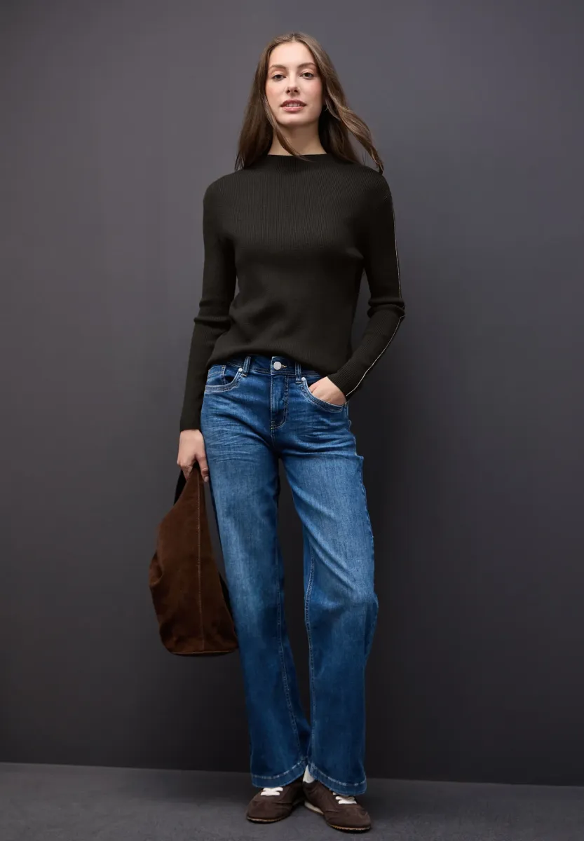 IN RIPPSTRUKTUR - Strickpullover - braun