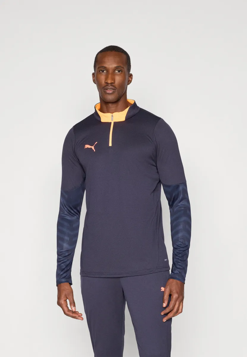 INDIVIDUALCUP 1/4 ZIP TOP - Langarmshirt - new navy/glowing red/heat fire