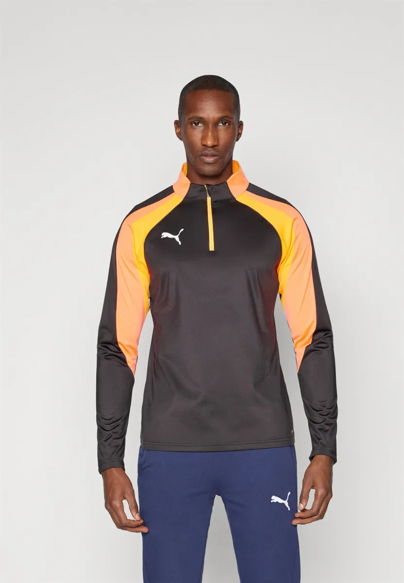 INDIVIDUALLIGA 1/4 ZIP TOP - Langarmshirt - black/heat fire