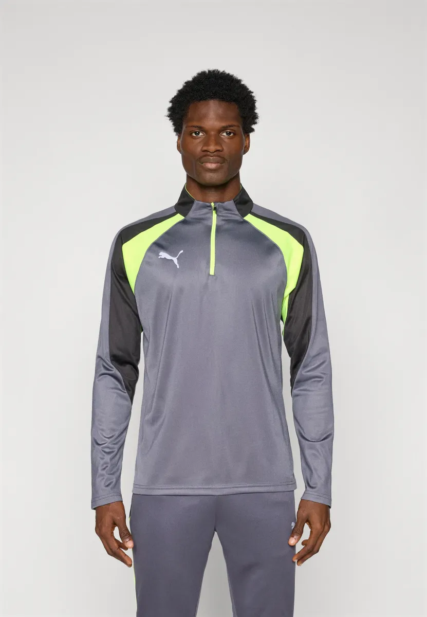 INDIVIDUALLIGA 1/4 ZIP TOP - Langarmshirt - galactic gray/yellow alert