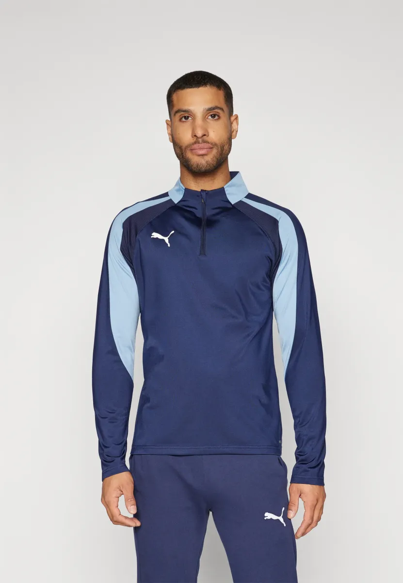 INDIVIDUALLIGA 1/4 ZIP TOP - Langarmshirt - navy/white/zen blue