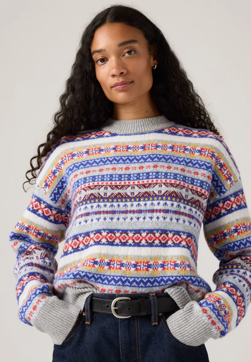 INES  - Strickpullover - leandra fairisle tawny port wool blend