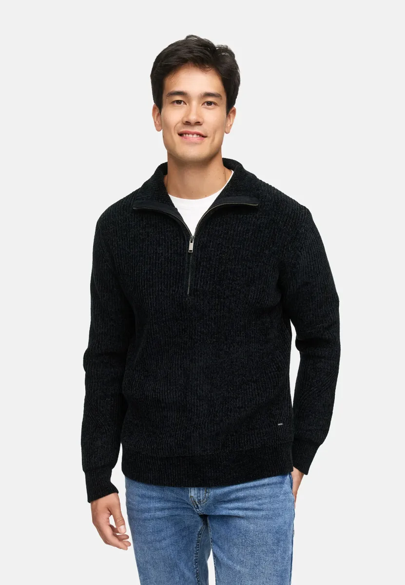 INHUNCH HALF ZIP - Strickpullover - black