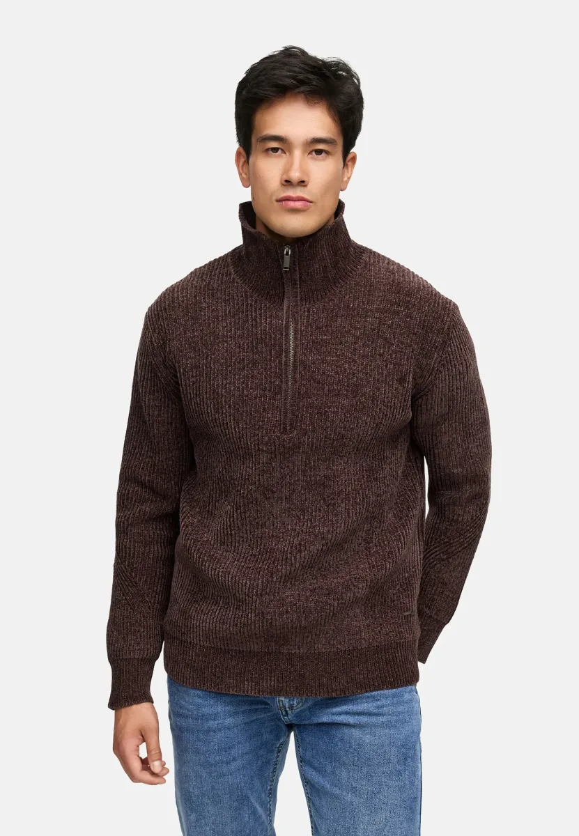 INHUNCH HALF ZIP - Strickpullover - seal brown