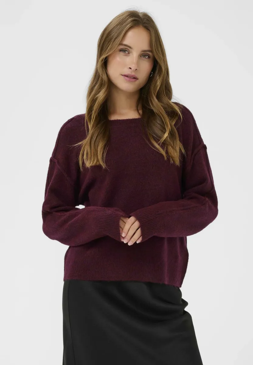 IRIS BOATNECK - Strickpullover - winetasting melange