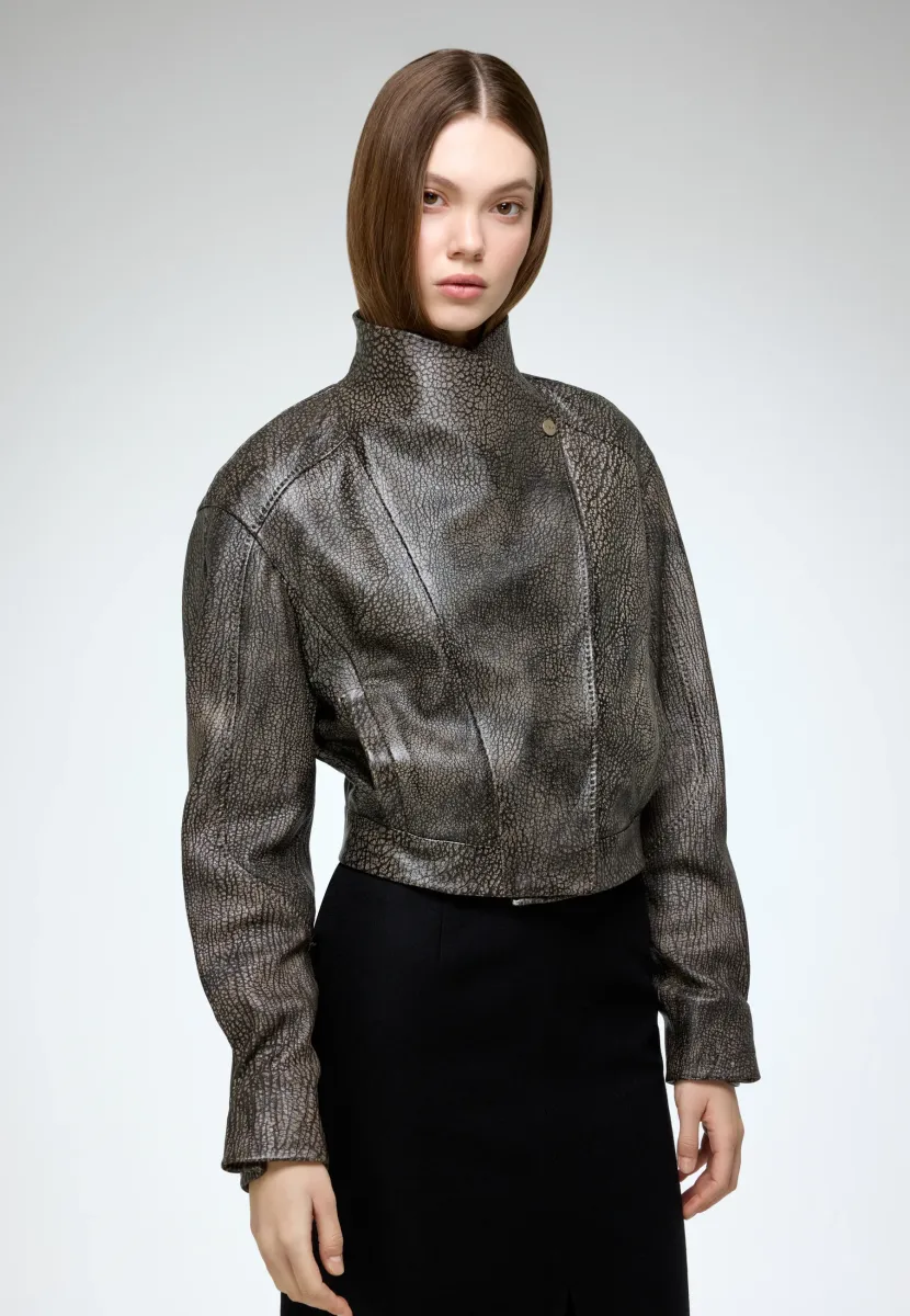 ISLA - Lederjacke - dark brown