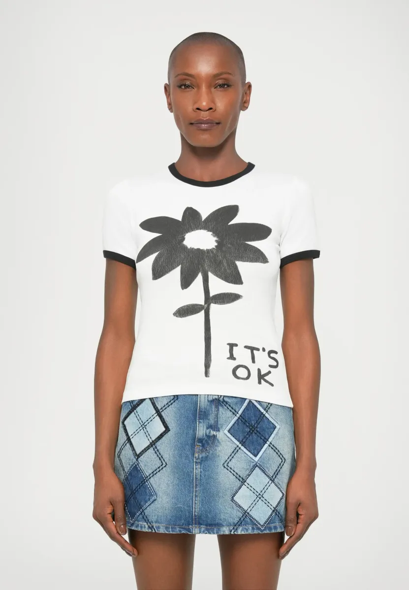 IT'S OK RINGER TEE - T-Shirt print - white