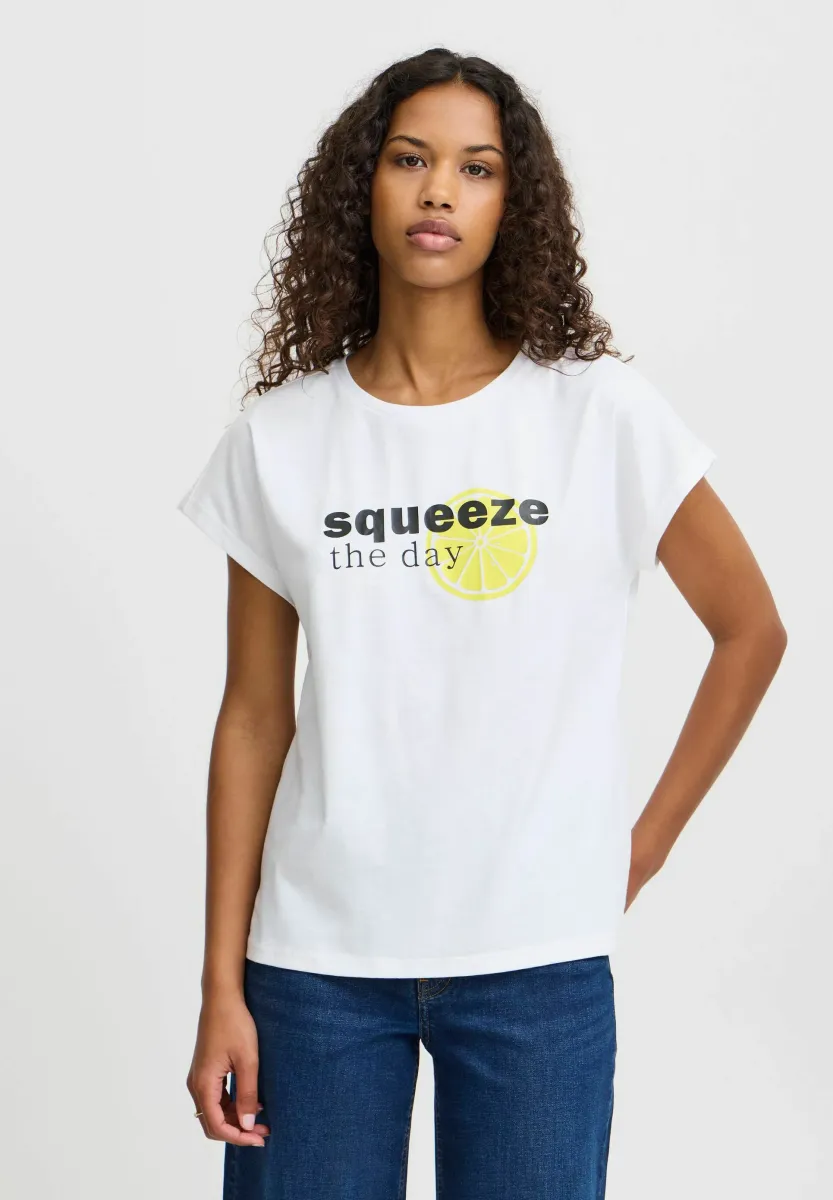 IXJANET - T-Shirt print - cloud dancer w lemon