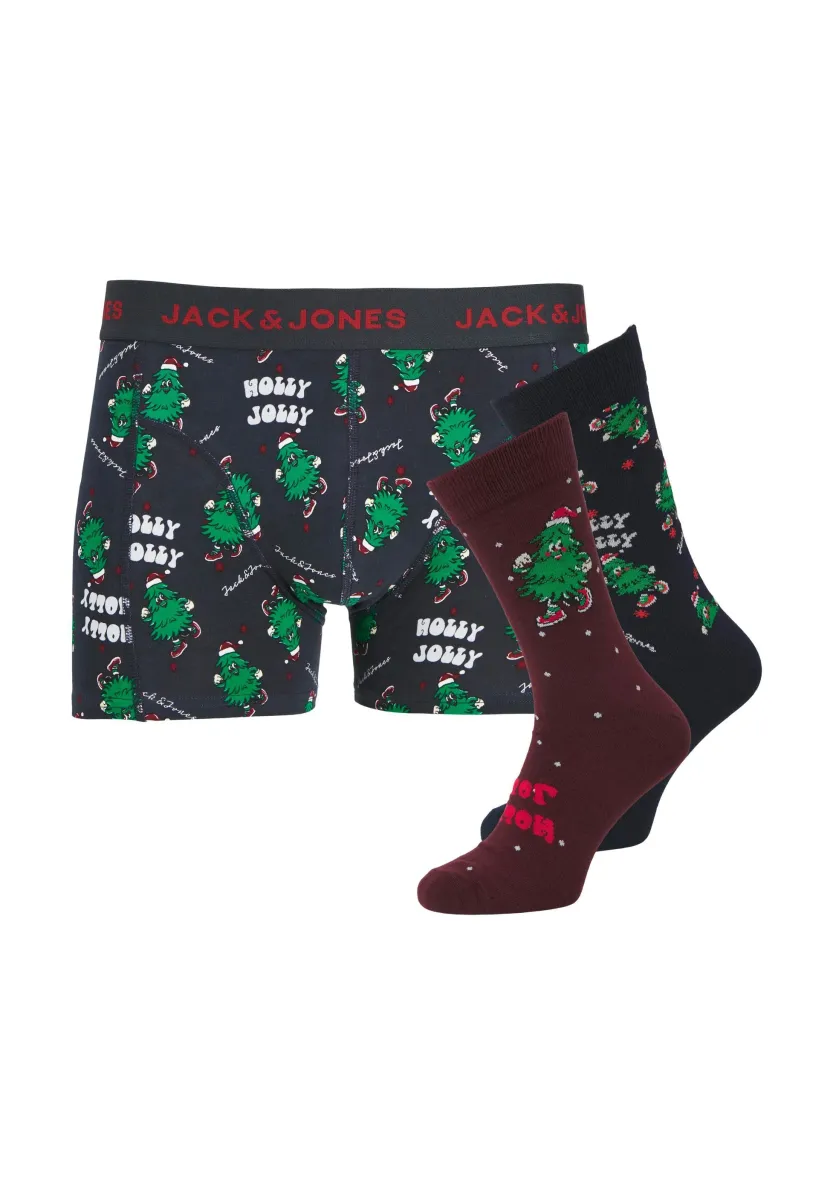 JACJOLLY XMAS TREE GIFTBOX SET - Boxer Briefs - dark navy pack:winetasting - dark navy