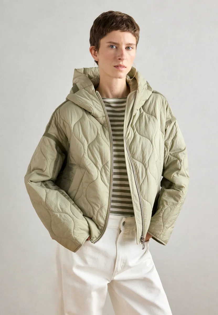 JACKET HOODED WITH TAPES WELT POCKETS - Übergangsjacke - smooth sage