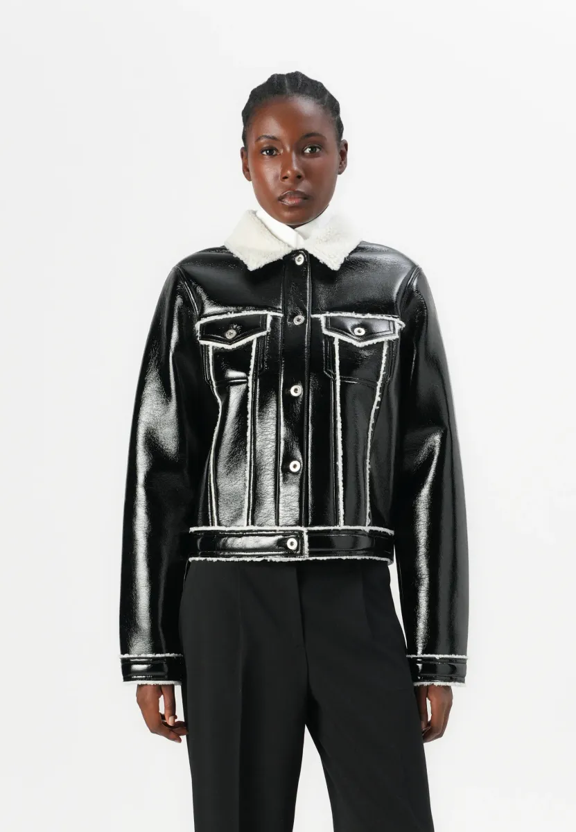 JACKET - Kunstlederjacke - black/white