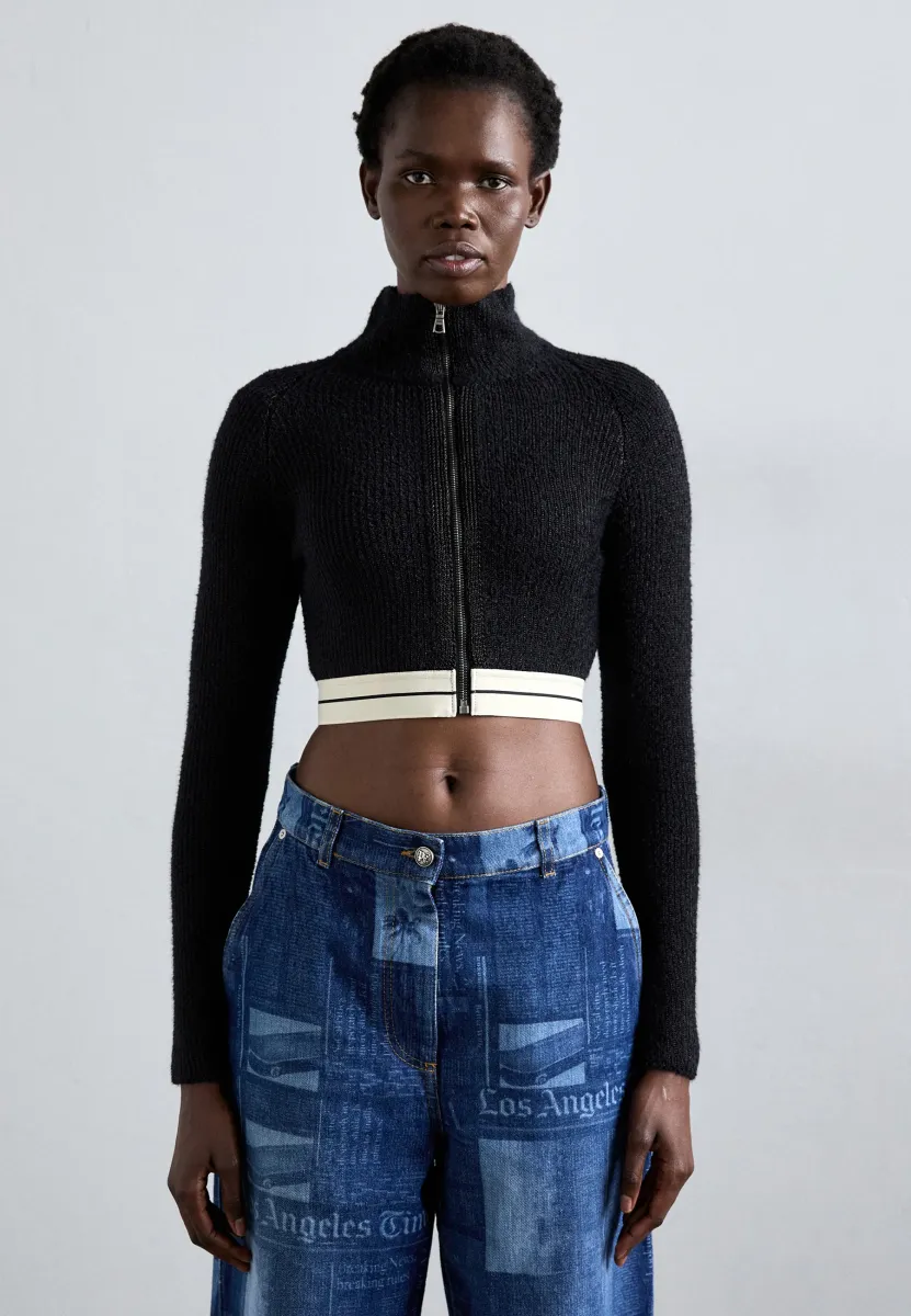 JACKET - Strickjacke - black/off white