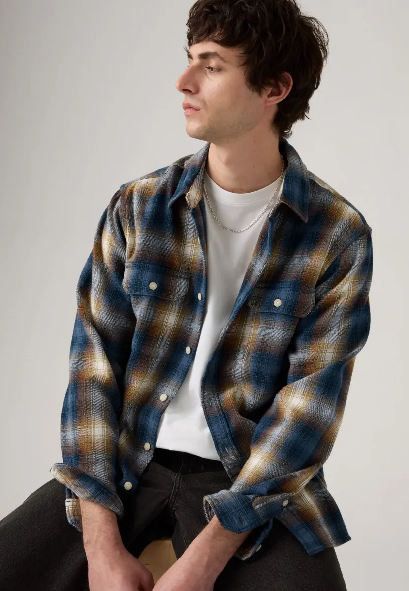 JACKSON  - Hemd - warwick plaid vintage indigo flannel