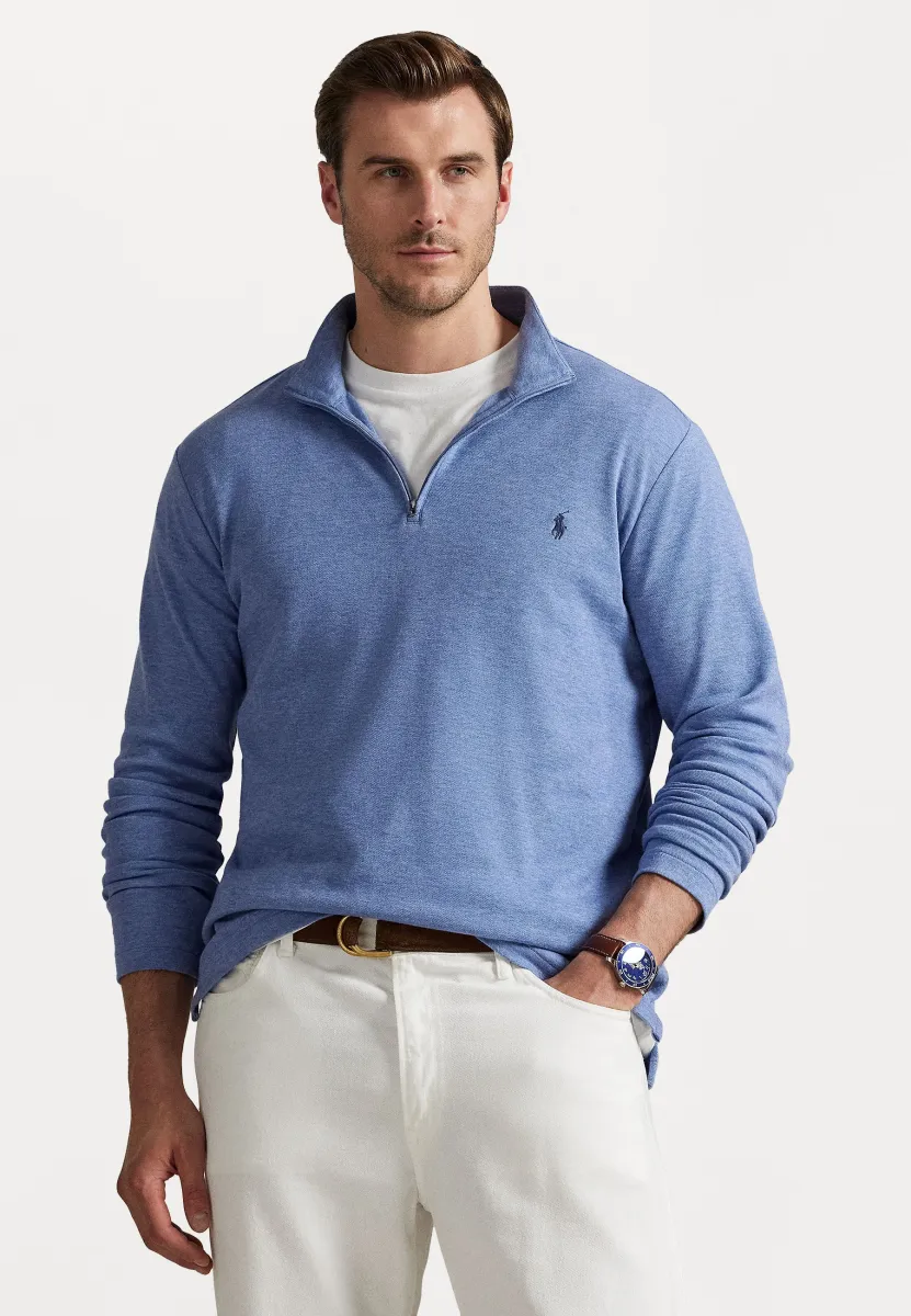 JACQUARD QUARTER ZIP PULLOVER - Strickpullover - lattice blue heather