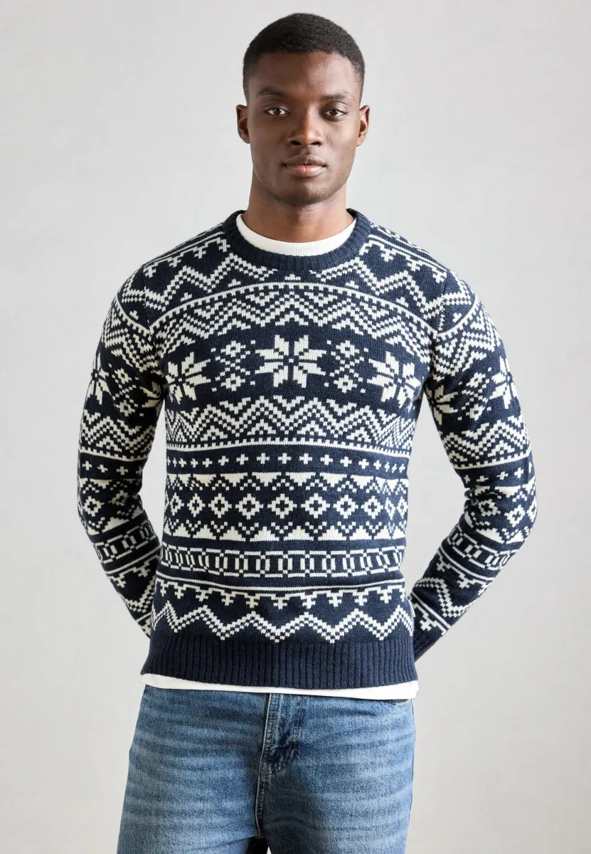 JACQUARD WINTER PATTERN  - Strickpullover - navy