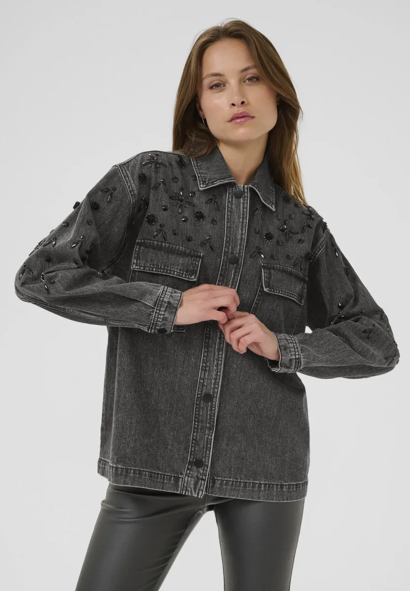 JAIDEN - Jeansjacke - dark grey washed denim