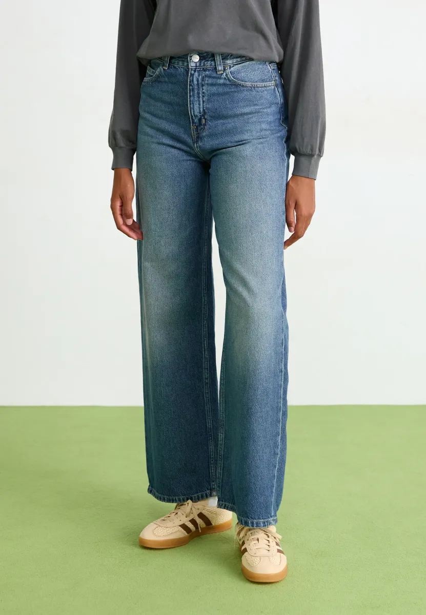 JANE PANT - Wide Leg - blue  dark used wash
