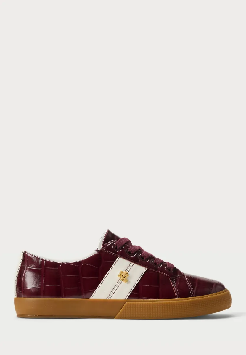 JANSON II CROC-EMBOSSED LEATHER SNEAKER - Sneaker low - dark garnet/snow white