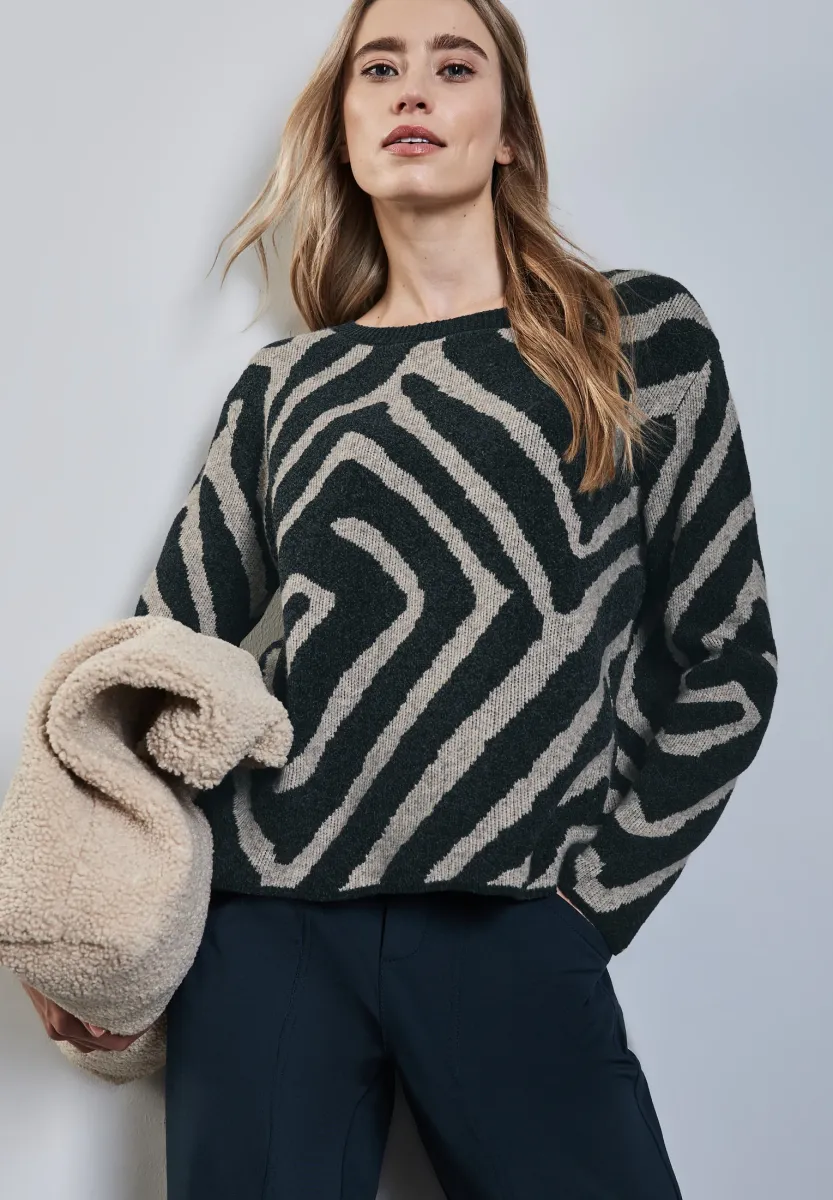 JAQUARD - Strickpullover - grün