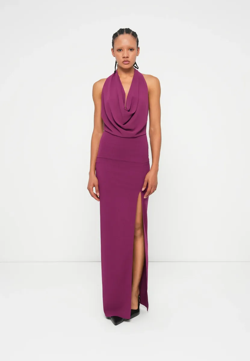 JASMIN COWL NECK HALTER MAXI - Ballkleid - plum