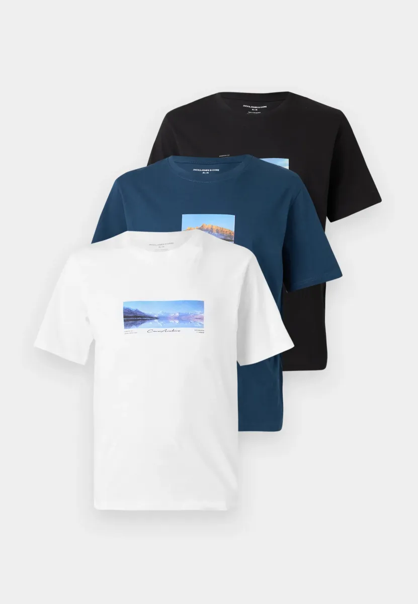 JCOPOINT PHOTO PRINT TEE CREW 3 PACK - T-Shirt print - bright white/black/titan
