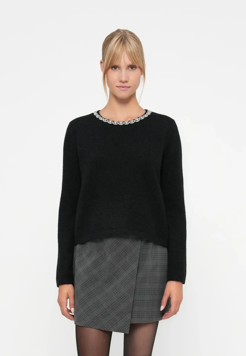 JDYALVA LIFE L/S EMBELLISH - Strickpullover - black