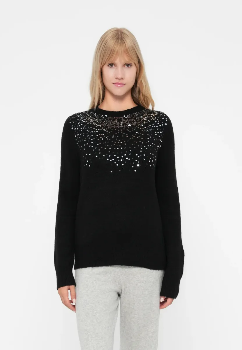 JDYAMINA O NECK SEQUIN PULLOVER - Strickpullover - black