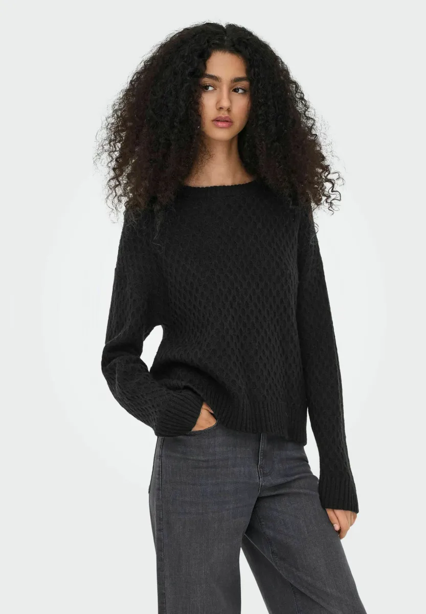 JDYBIGUM O-NECK - Strickpullover - black
