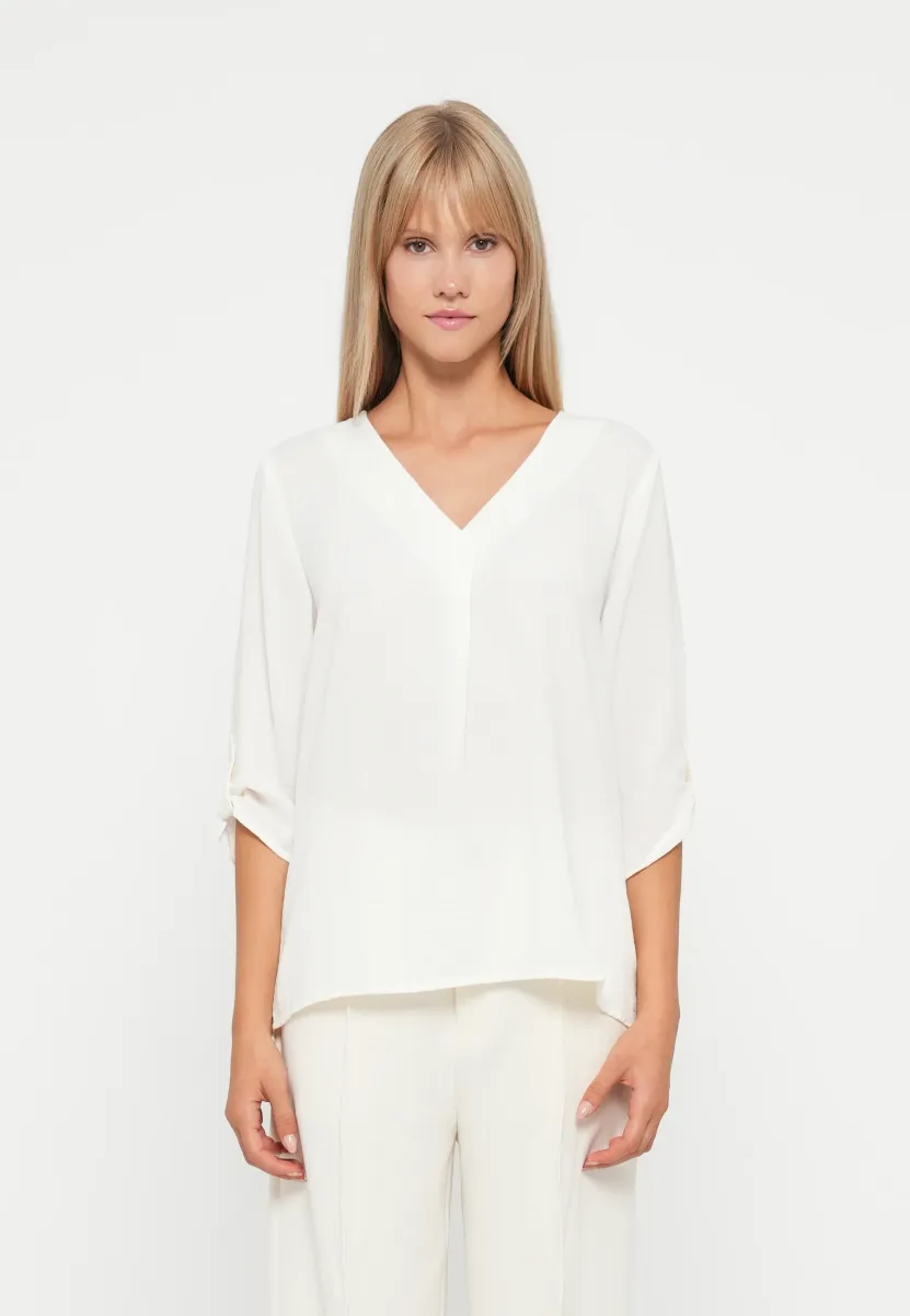 JDYDIVYA LIFE 3/4  WVN NOOS - Bluse - cloud dancer