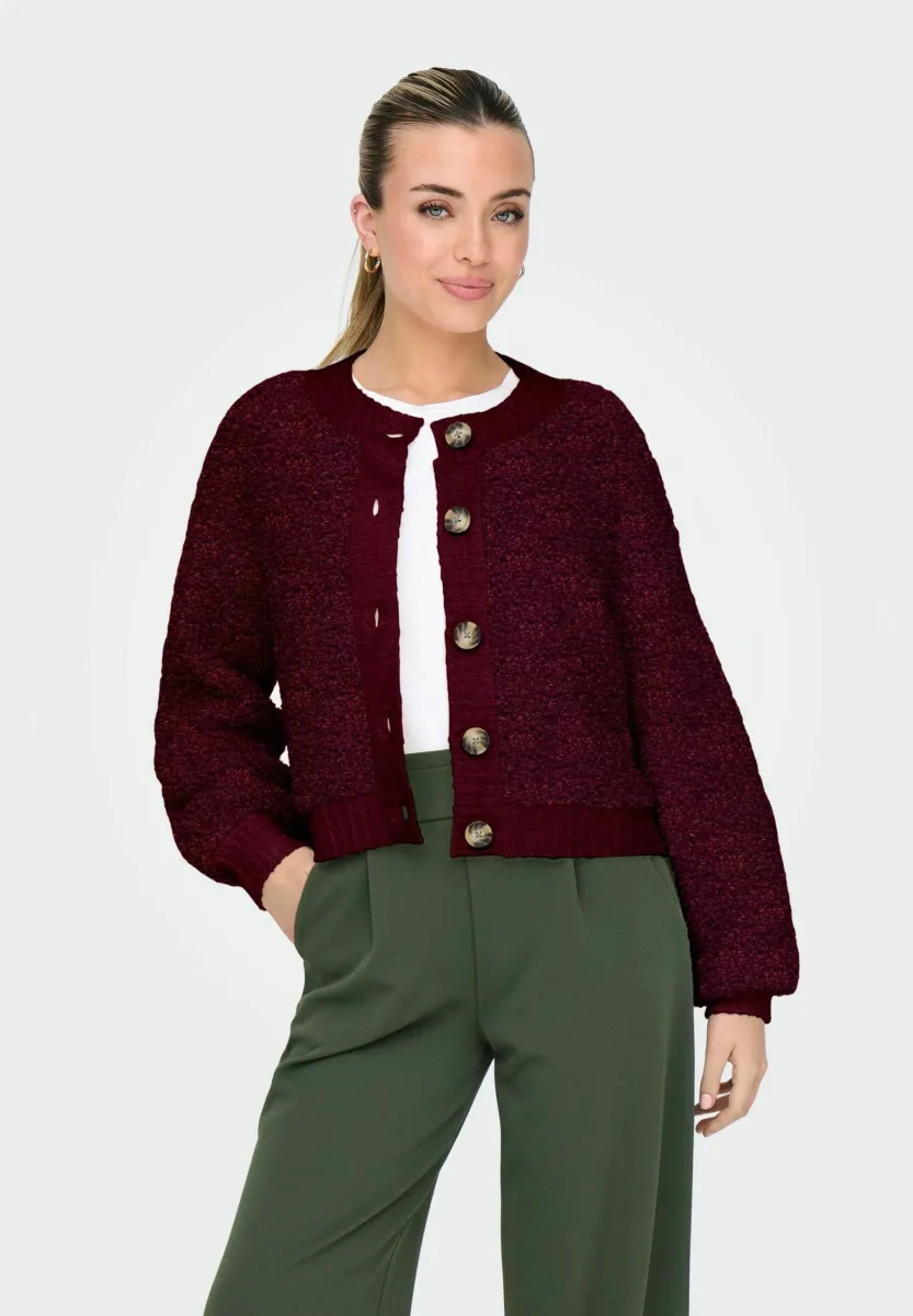JDYEIRA LIFE ONECK - Strickjacke - cabernet