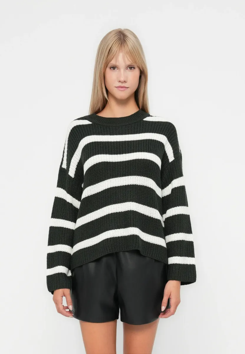 JDYJUSTY L/S STRIPE NOOS - Strickpullover - scarab/eggnog