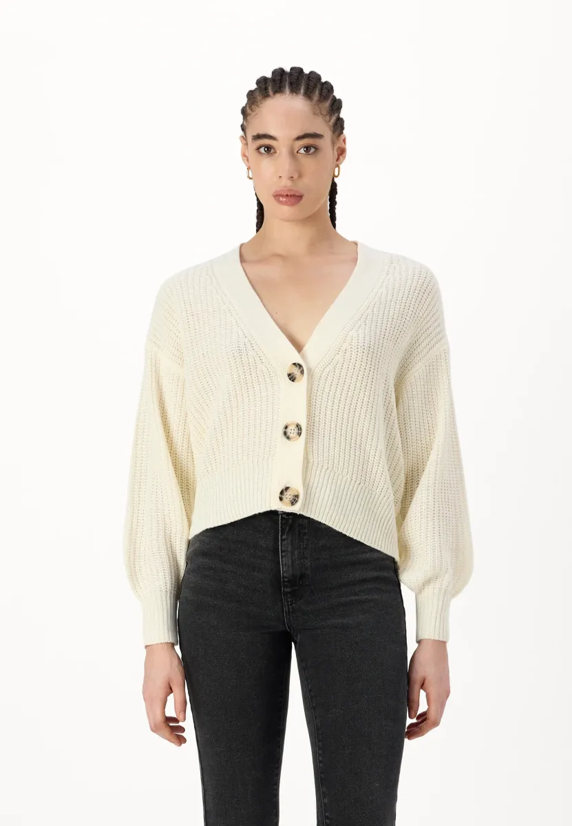 JDYJUSTY SHORT - Strickjacke - eggnog
