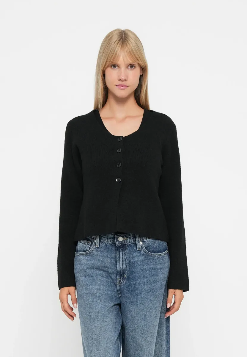 JDYLEA LIFE BUTTON CARDIGAN - Strickjacke - black