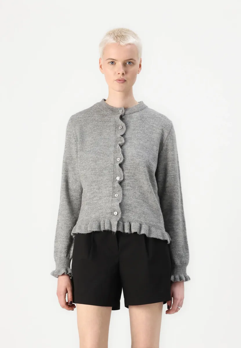 JDYLETTY ON FRILL - Strickjacke - light grey melange