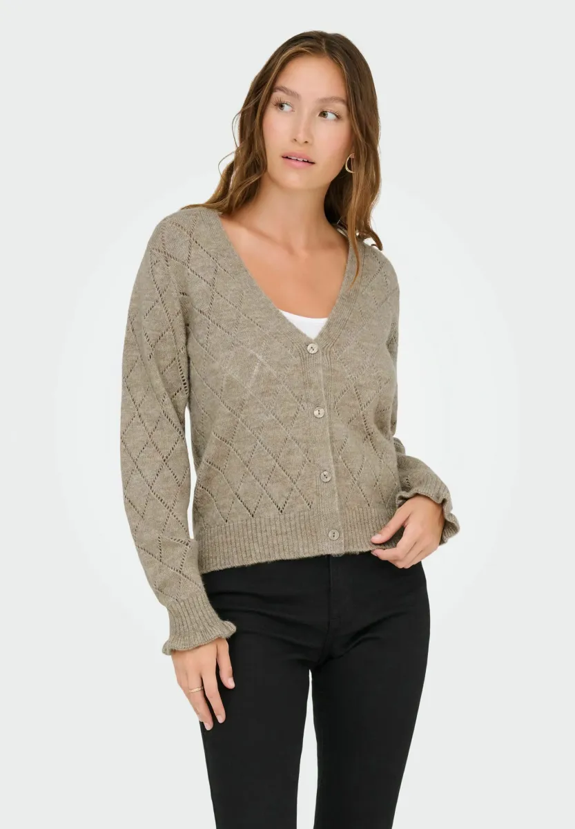 JDYLETTY V NECK - Strickjacke - greige