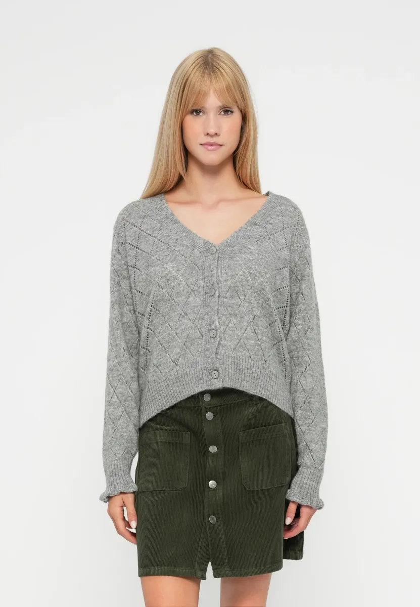JDYLETTY V NECK - Strickjacke - light grey melange