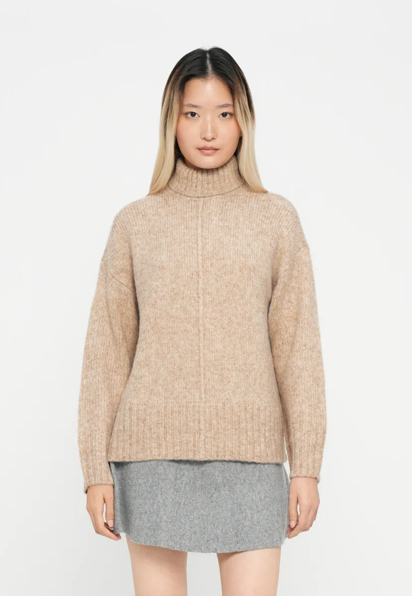 JDYMALONE ROLL NECK - Strickpullover - greige melange