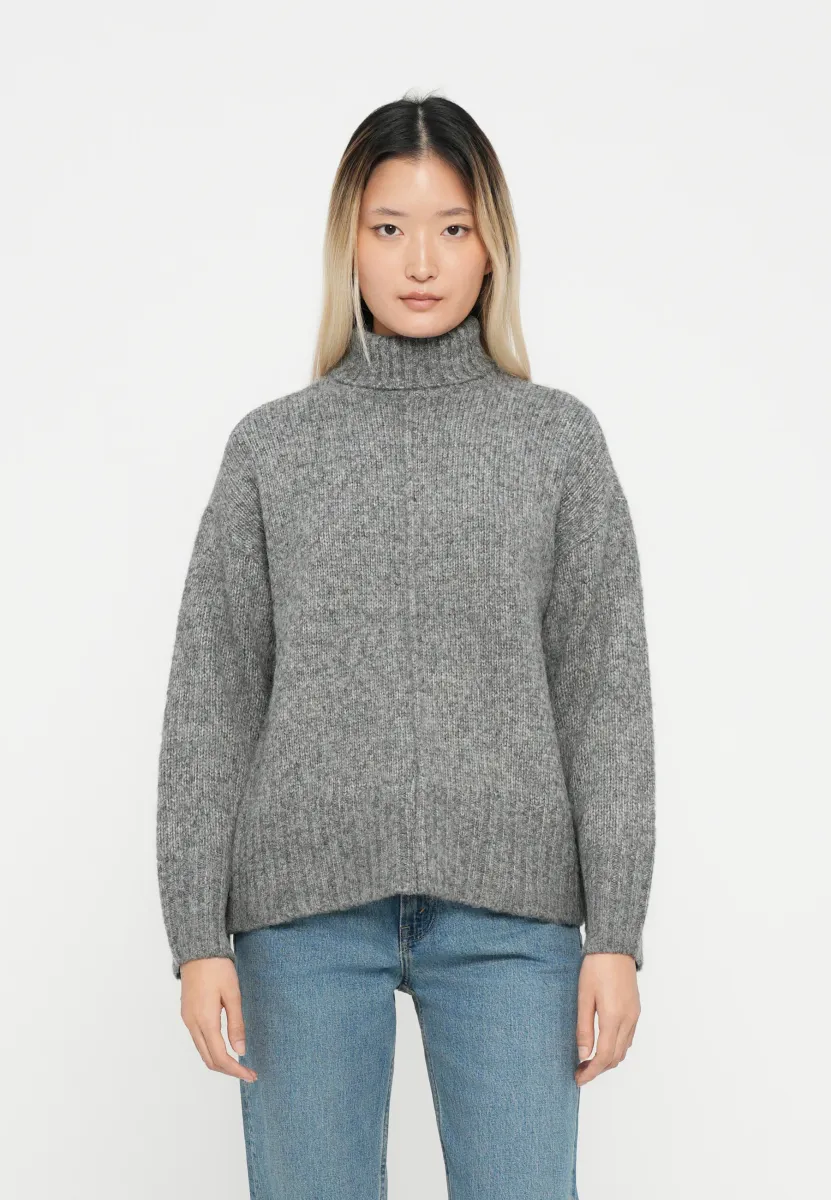 JDYMALONE ROLL NECK - Strickpullover - medium grey melange