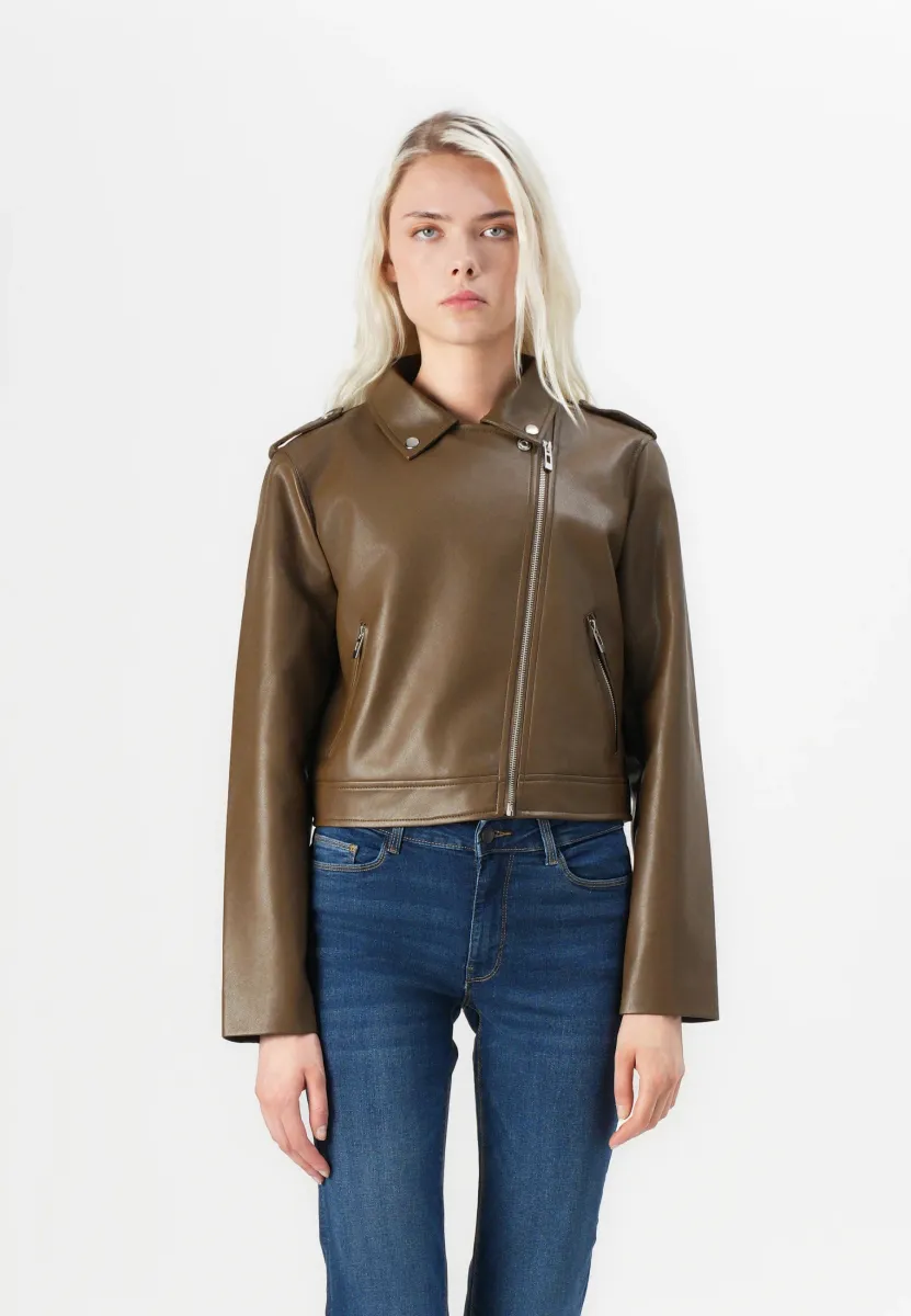 JDYMOXY JACKET - Kunstlederjacke - teak