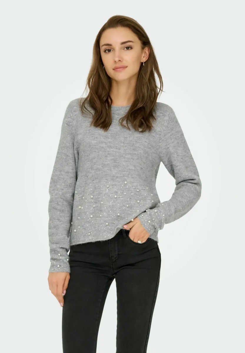 JDYPEARL - Strickpullover - light grey melange