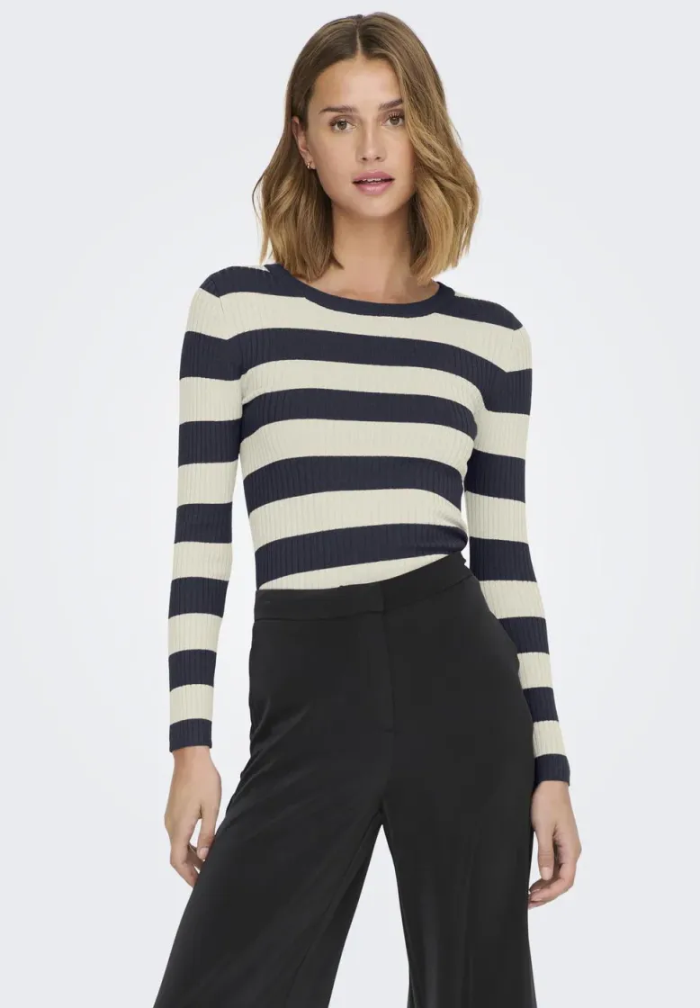 JDYPLUM O-NECK  - Strickpullover - sky captain stripes:w eggnog stripes