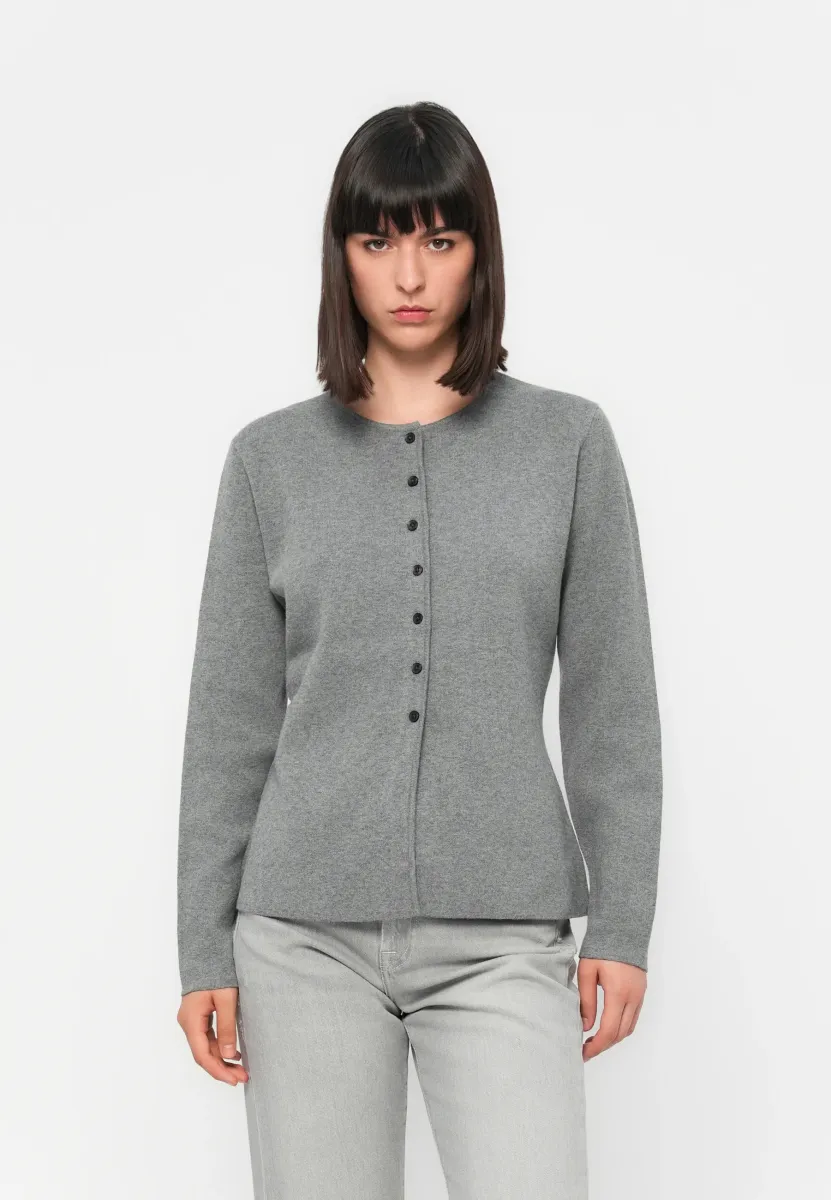 JDYPRIME LIFE WAIST BUTTON  - Strickjacke - medium grey melange