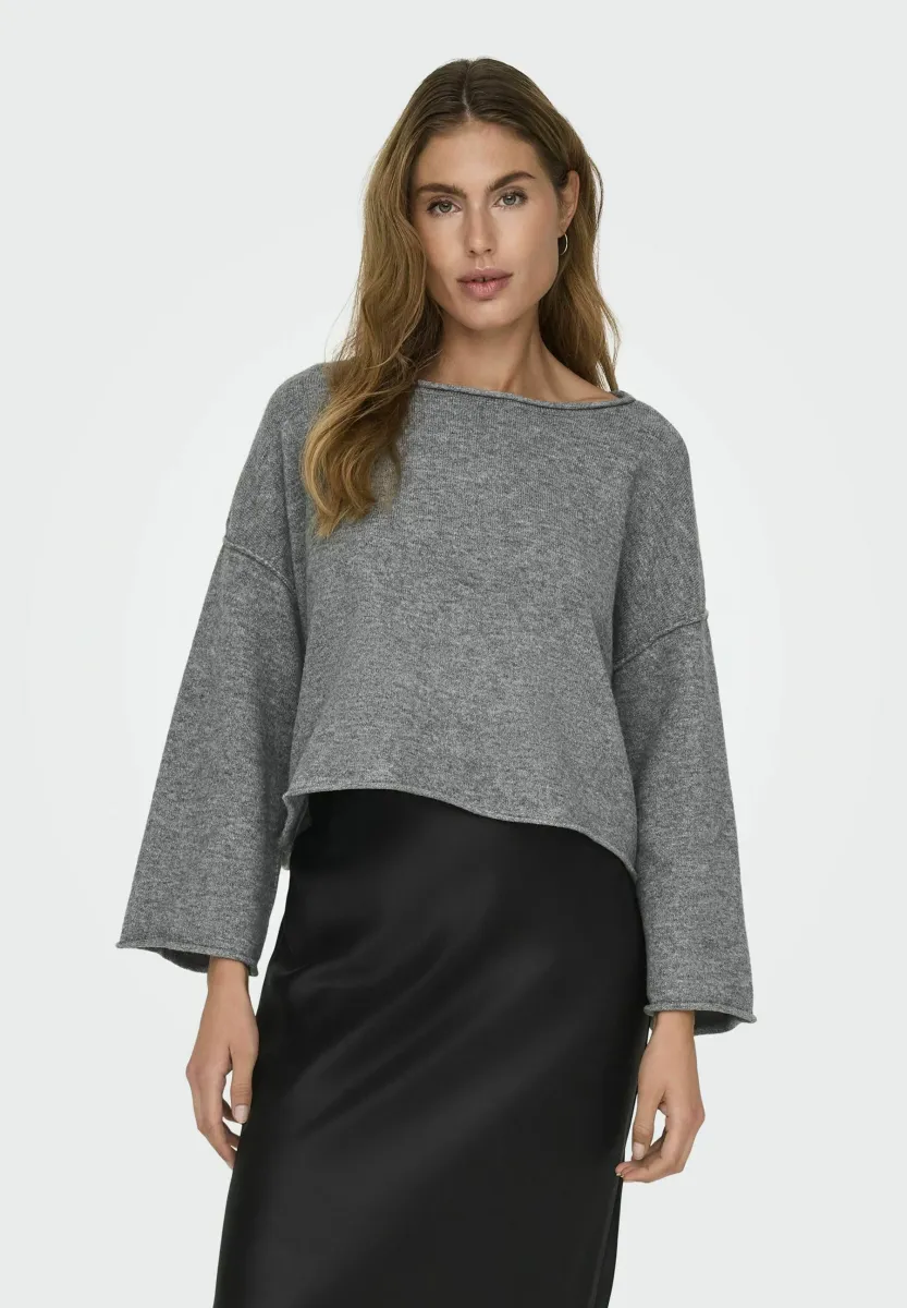 JDYRUE LIFE L/S BOAT NECK PULL  NOOS - Strickpullover - medium grey melange