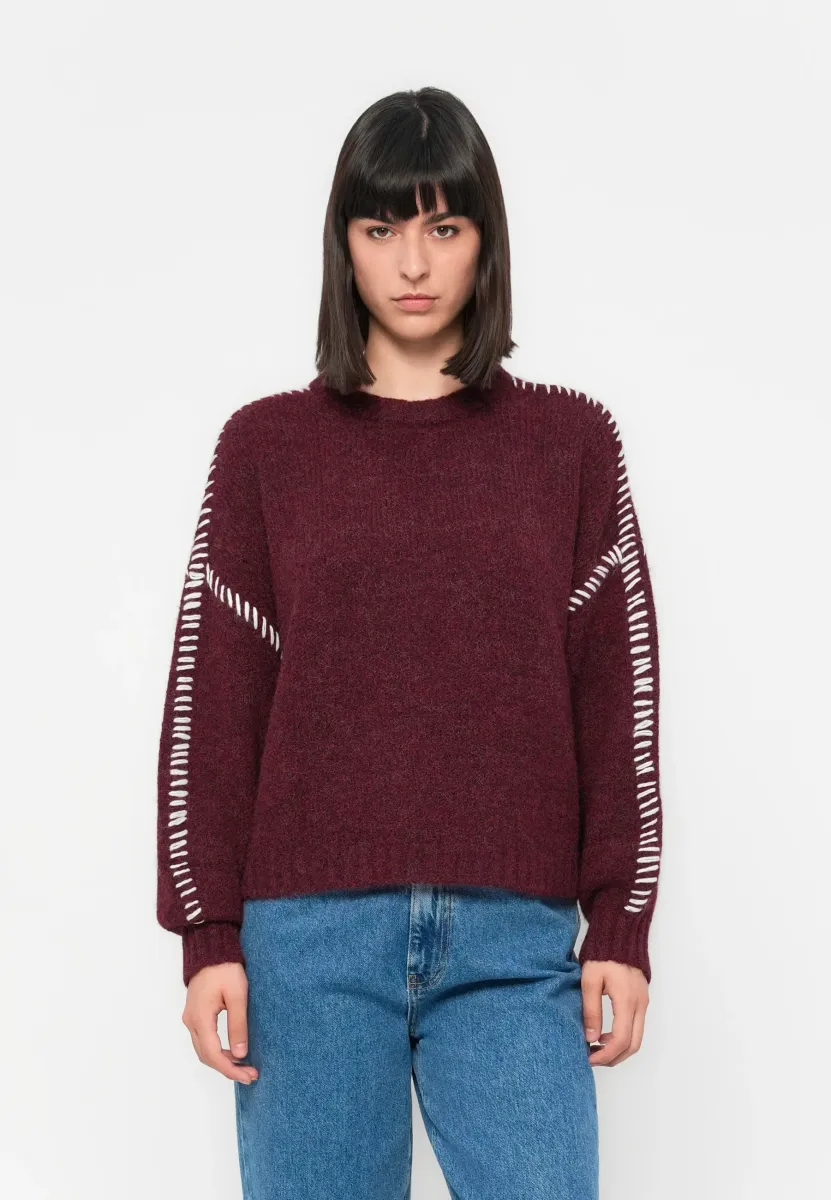 JDYZOEY LIFE ON STITCH NOOS - Strickpullover - maroon banner/birch