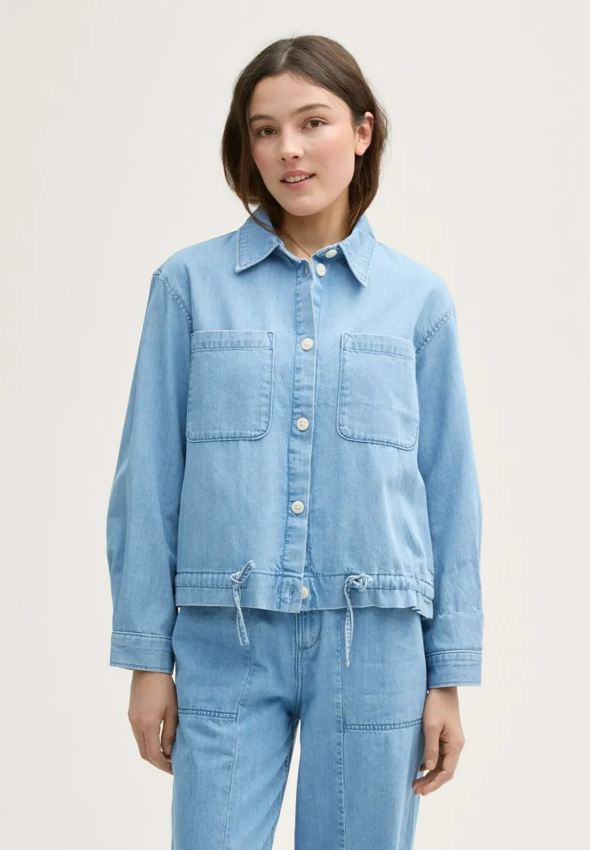 Jeansjacke - used bleached blue denim