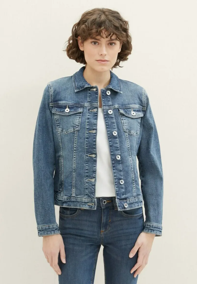 Jeansjacke - used dark stone blue denim