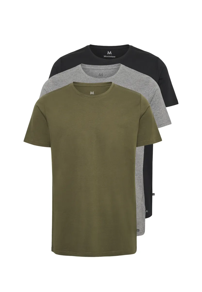 JERMANE 3-PACK - T-Shirt basic - black m. grey olive
